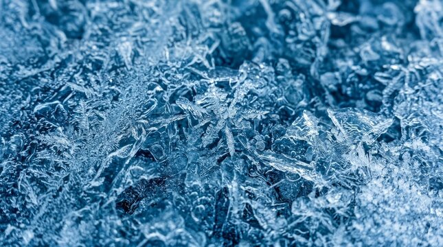 Intricate ice crystals form delicate patterns, showcasing the beauty of winter's frozen artistry.