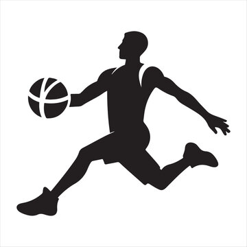Basketball player abstract silhouette outline logo design concept illustration idea