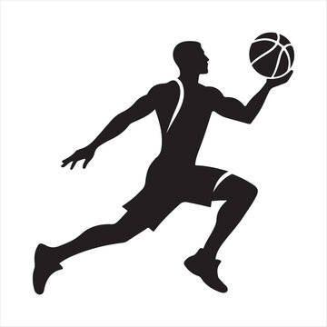 Basketball player abstract silhouette outline logo design concept illustration idea