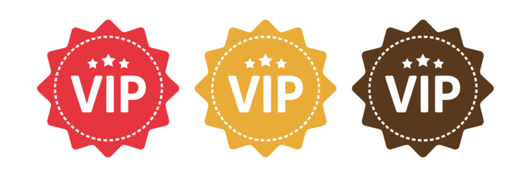 VIP text icon vector illustration star outline premium membership label luxury badge symbol design isolated on white background