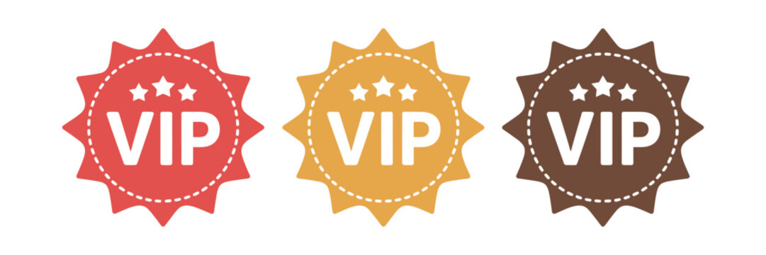 VIP text icon vector illustration star outline premium membership label luxury badge symbol design isolated on white background