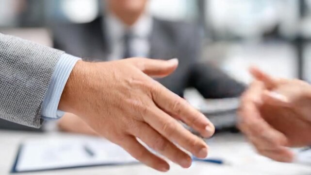Deal Sealed: The handshake seals a promising agreement, symbolizing trust, partnership, and successful negotiation between two professionals. Capturing commitment and unity.