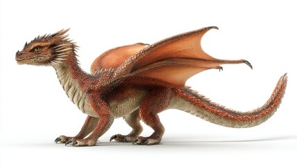 Fototapeta premium Standing dragon full body isolated on light background detailed fantasy creature