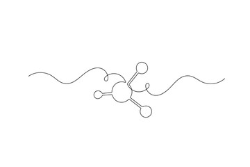 Fototapeta premium Minimalist single-line drawing of a molecular structure for science and technology design 