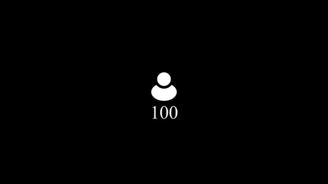 Animated social media follower counter icon with profile symbol and increasing numbers on black background