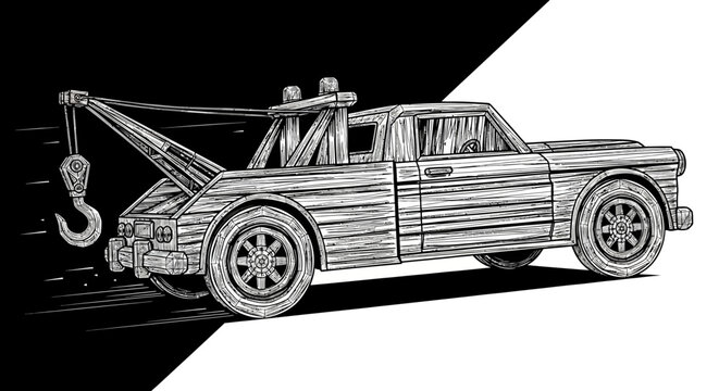 A tow truck with a hook.