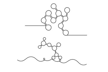 Fototapeta premium Minimalist single-line drawing of a molecular structure for science and technology design 
