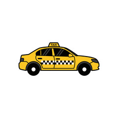 Fototapeta premium Yellow taxi cab icon outline graphic