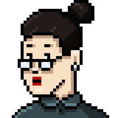 Fototapeta premium Vector Pixel Art Userpic of Woman in Glasses