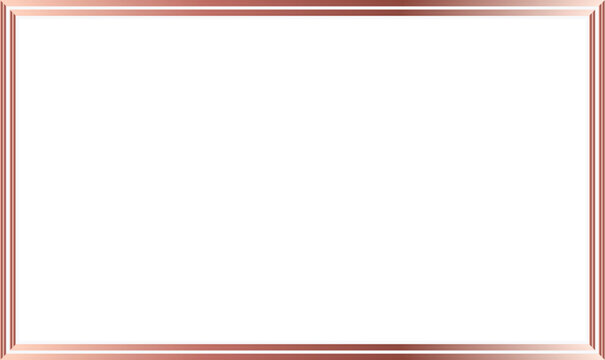 Rose Gold Rectangle Frame Vector with Metallic Gradient Border for Wedding Invitation and Certificate