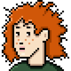 Fototapeta premium Vector Pixel Art Userpic of Woman with Messy Hair