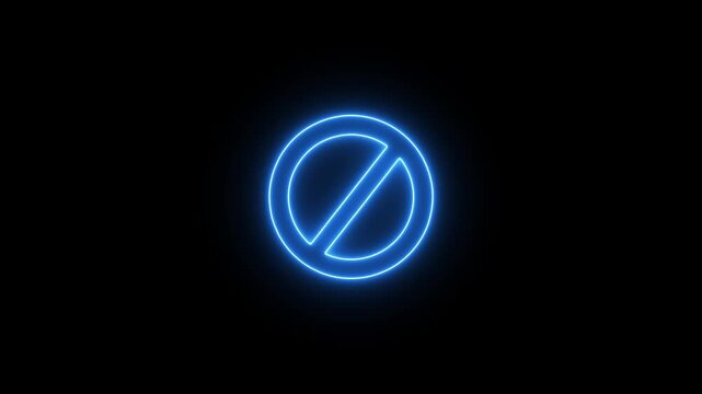 Neon warning prohibition sign icon representing restricted or blocked activity