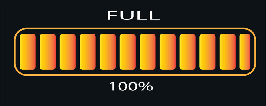 Vector illustration of orange gradient loading bar isolated on gray background for websites and graphic resources. Loading bar 100% loaded.