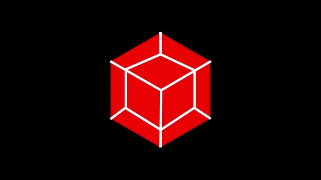 Glowing animated 3D cube inside a hexagon frame representing digital technology, block chain, data storage, or structure concept. Perfect for tech, innovation, and futuristic design themes