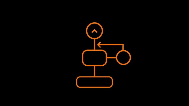 Animated algorithm icon. Flowchart line animation. Decision making chart. Process optimization. Machine learning. Black illustration on white background. HD video with alpha channel. Motion graphic
