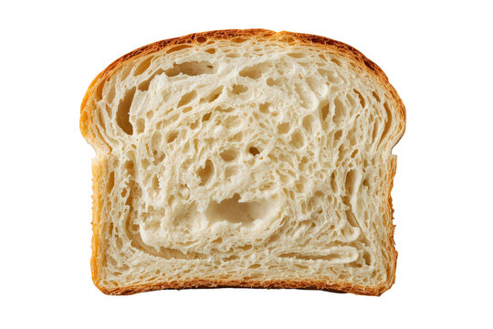 Single slice of white bread with a soft, open texture and browned crust, ready for breakfast or ingredient use