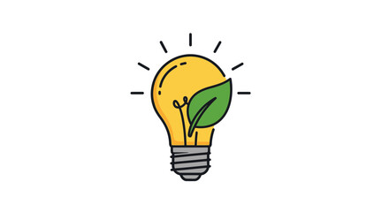 Green idea, eco-friendly light bulb with leaf, innovation concept, vector illustration. © Sarwanto1122