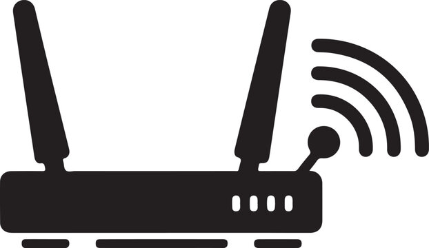 WiFi router icon set, wireless internet modem symbols, network hardware collection, Wireless Internet Signal Device.