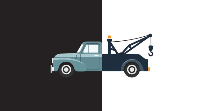 Flat design tow truck vehicle icon.