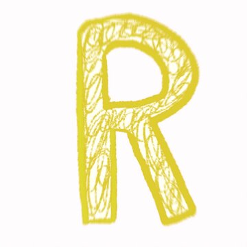 Hand Drawn Colorful Chalk Scribble Font R Animated Letter Alpha Channel