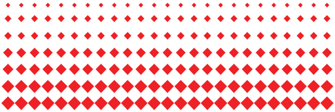 Stract seamless geometric diamonds red and white pattern. Red and white halftone rhomboid gradient. Geometric diamond halftone. Diamonds checkered texture. Vector illustrator. EPS 10 .