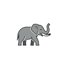 Fototapeta premium Minimalist grey icon of a walking african elephant