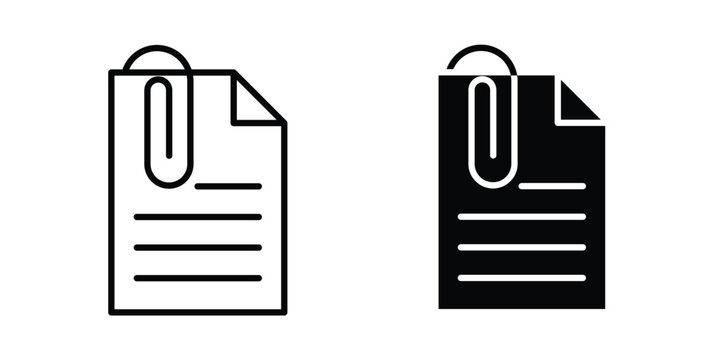 Attach document icon outline pictogram. Flat Symbols.