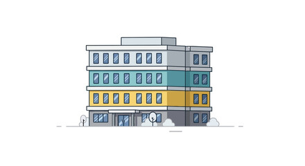 Modern Flat Design Office Building with Colorful Facade © Zahra