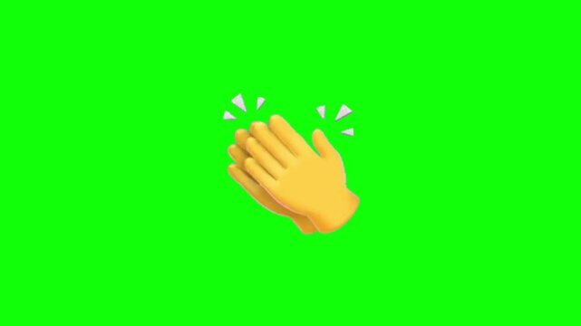 Animated clapping hands emoji on green screen. Symbol of applause, celebration, and success. 4K high-quality motion graphics