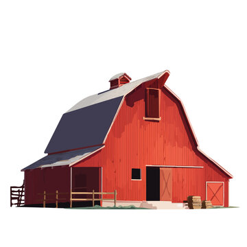Barn, rendered in a minimalist 2D flat vector icon style against a pure white backdrop