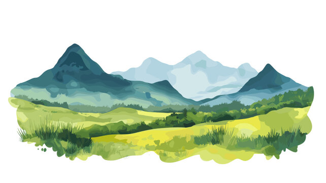 Maloti Drakensberg Route. Maloti Drakensberg Route hand drawn watercolor illustration on white background
