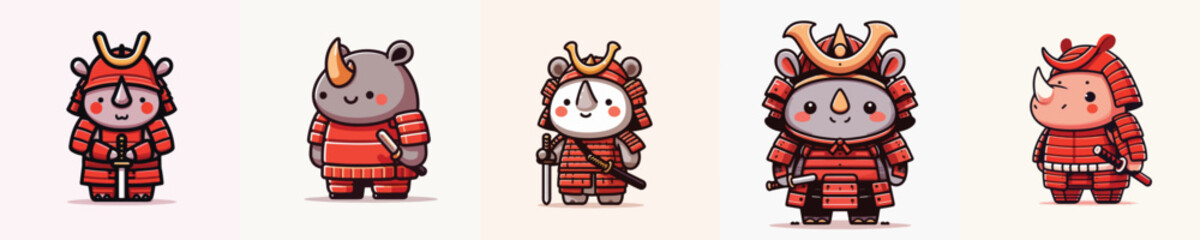 cute rhino vector wearing samurai armor © sarah16blakeyxh2