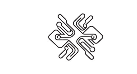 Fototapeta premium Tech startup logo icon, futuristic geometric shape, clean digital branding, sleek vector illustration, isolated on white background