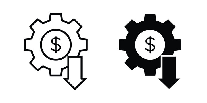Cost optimization icon outline pictogram. Flat Symbols.