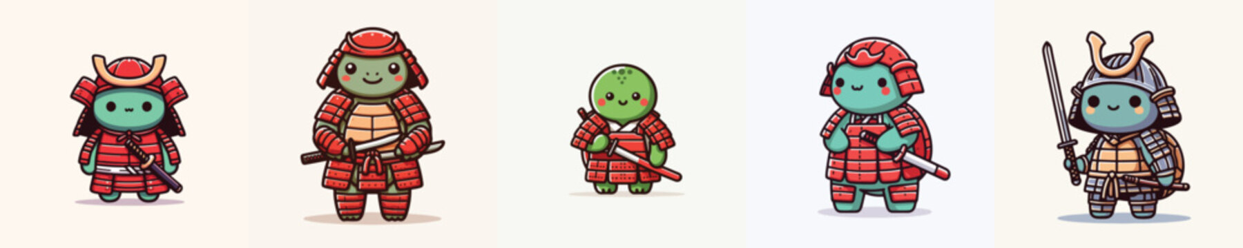 cute turtle vector wearing samurai armor