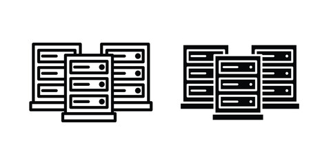 Data center icon outline pictogram. Flat Symbols. © Pop