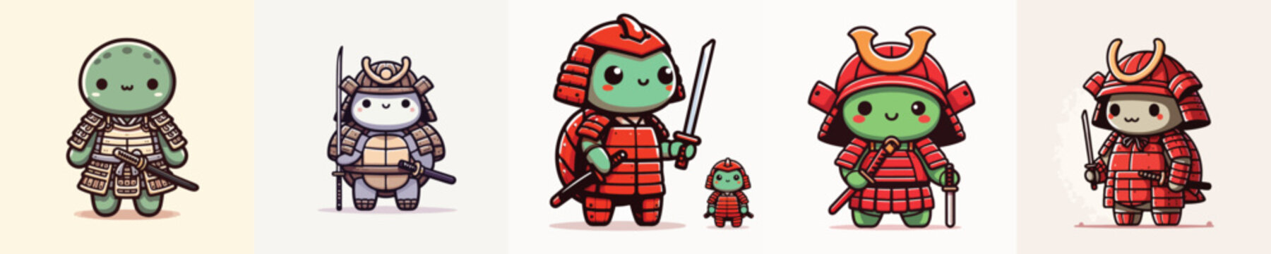 cute turtle vector wearing samurai armor