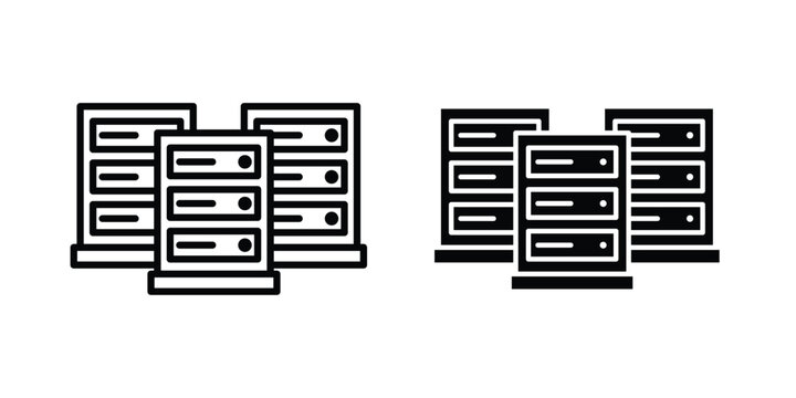 Data center icon outline pictogram. Flat Symbols.