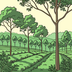 Obraz premium A pixelated image of a forest with trees and grass