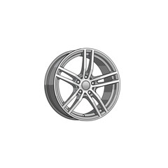 Obraz premium Silver five spoke automotive alloy wheel rim isolated studio shot