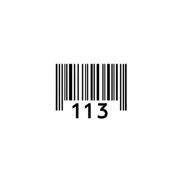 Standard product barcode with centered number identification 113