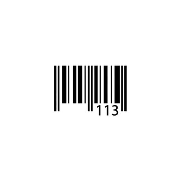 Product barcode scan graphic with right aligned tracking number 113
