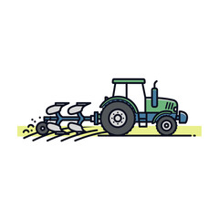 Naklejka premium Tractor plowing farm field with plow attachment
