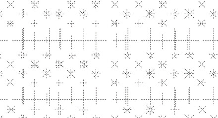 Obraz premium A stark, black and white abstract pattern composed of dashed lines creating various shapes
