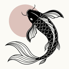 Black and white of a koi fish scales fins ©  AMINA 1122