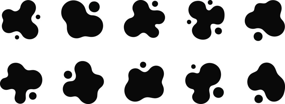 Abstract ink blot rorschach test shapes in black and white