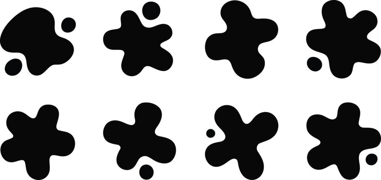 Abstract black ink blot shapes a collection of organic forms