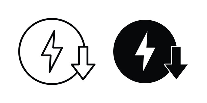 Low electricity consumption icon outline pictogram. Flat Symbols.
