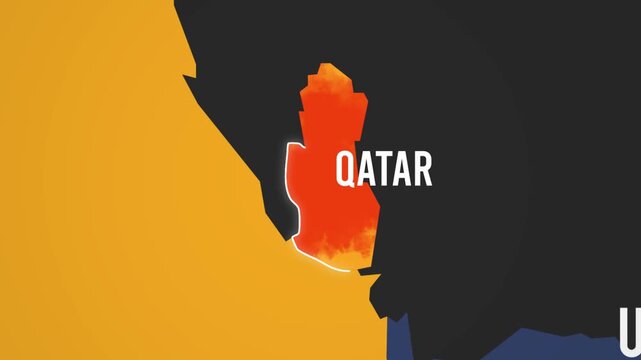 Qatar 3D Map Animation With Glowing Line