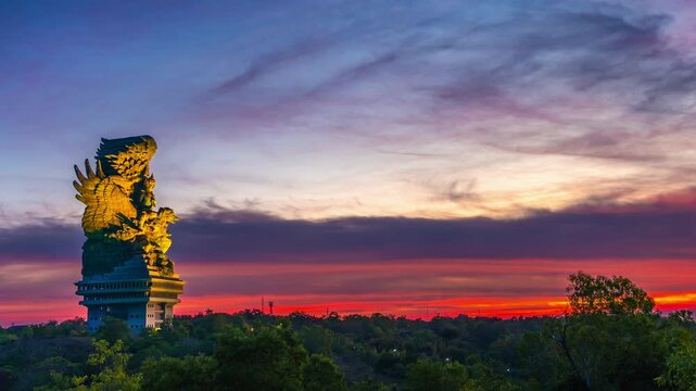 Garuda wisnu kencana gwk statue in bali indonesia aerial view